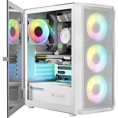 Logic PORTOS ARGB MINIDI USB-3.0-Gehäuse Weiss (ATX, mATX), PC Gehäuse, Weiss Logic PORTOS ARGB MINIDI USB-3.0-Gehäuse Weiss (ATX, mATX), PC Gehäuse, Weiss