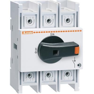 Lovato Elektrischer Trennschalter 3P 125A (GA125A), Schalter + Taster, Schwarz Lovato Elektrischer Trennschalter 3P 125A (GA125A), Schalter + Taster, Schwarz