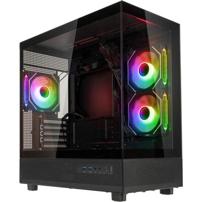 GSI M-Atx G650b - PC-Gehäuse mit Tempered Glass, Micro-ATX, 650W Bronze-Netzteil GSI M-Atx G650b - PC-Gehäuse mit Tempered Glass, Micro-ATX, 650W Bronze-Netzteil