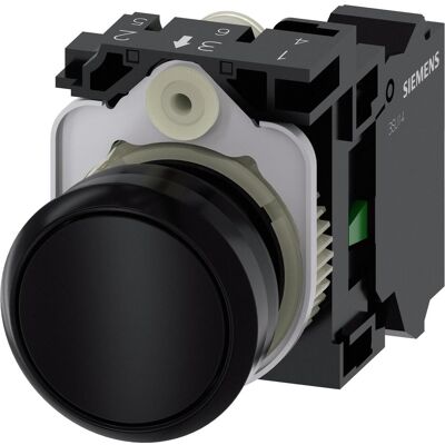 Siemens Drucktaster Druckknopf 1S 3SU1100-0AB10-3B, Schalter + Taster, Schwarz Siemens Drucktaster Druckknopf 1S 3SU1100-0AB10-3B, Schalter + Taster, Schwarz