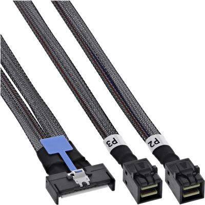 InLine MCIO Kabel, MCIO x8 auf 2x MiniSAS-HD SFF-8643, 0,75 m (75 cm), Interne Kabel (PC) InLine MCIO Kabel, MCIO x8 auf 2x MiniSAS-HD SFF-8643, 0,75 m (75 cm), Interne Kabel (PC)