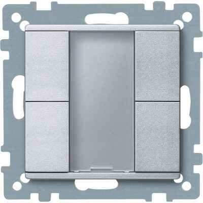 Schneider Taster 2fach plus, aluminium, System M MTN627660, Schalter + Taster, Silber Schneider Taster 2fach plus, aluminium, System M MTN627660, Schalter + Taster, Silber
