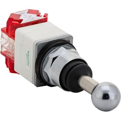 Schneider Electric Joysticksteuerung - Ø 30 - 3 horizontale Positionen Federrücklauf - ohne Kontakt, Schalter + Taster, Silber Schneider Electric Joysticksteuerung - Ø 30 - 3 horizontale Positionen Federrücklauf - ohne Kontakt, Schalter + Taster, Silber