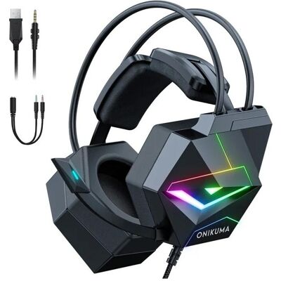 Onikuma X20 Gaming-Kopfhörer (schwarz) (Kabelgebunden), Gaming Headset, Schwarz Onikuma X20 Gaming-Kopfhörer (schwarz) (Kabelgebunden), Gaming Headset, Schwarz