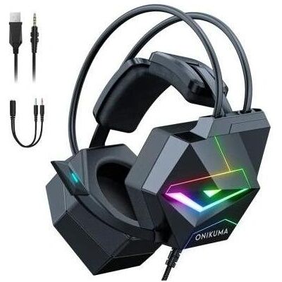 Onikuma X20 Gaming-Kopfhörer (schwarz) (Kabelgebunden), Gaming Headset, Schwarz Onikuma X20 Gaming-Kopfhörer (schwarz) (Kabelgebunden), Gaming Headset, Schwarz