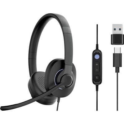 Sandberg USB-C/A Headset, Pro, Stereo, ENC (Kabelgebunden, USB-A, USB-C, Microsoft Teams), Office Headset, Schwarz Sandberg USB-C/A Headset, Pro, Stereo, ENC (Kabelgebunden, USB-A, USB-C, Microsoft Teams), Office Headset, Schwarz