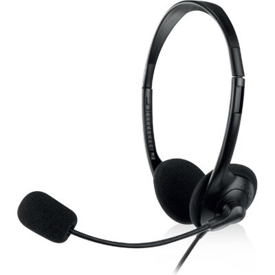 Ewent EW3568 (Kabelgebunden, USB-A), Office Headset, Schwarz Ewent EW3568 (Kabelgebunden, USB-A), Office Headset, Schwarz