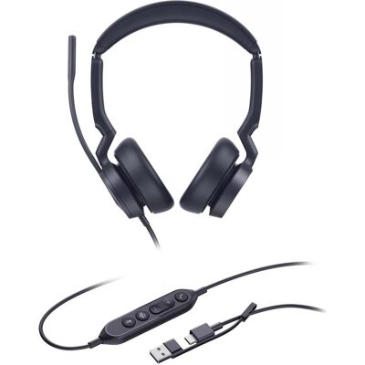 Yealink UH46 Dual Teams USB-C/A (Kabelgebunden, USB-A, USB-C, Microsoft Teams), Office Headset, Schwarz Yealink UH46 Dual Teams USB-C/A (Kabelgebunden, USB-A, USB-C, Microsoft Teams), Office Headset, Schwarz