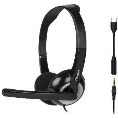 Hamlet Cuffia Stereo con Microfono USB-C e Jack Combo (Kabelgebunden, USB-C), Office Headset, Schwarz Hamlet Cuffia Stereo con Microfono USB-C e Jack Combo (Kabelgebunden, USB-C), Office Headset, Schwarz