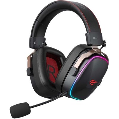 Havit H2039BG Gaming BT Headset, RGB, Black / Gold (Kabellos), Gaming Headset, Schwarz, Gold Havit H2039BG Gaming BT Headset, RGB, Black / Gold (Kabellos), Gaming Headset, Schwarz, Gold