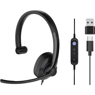 Sandberg USB-C/A Headset, Pro, Mono, ENC (Kabelgebunden, USB-A, USB-C, Microsoft Teams), Office Headset, Schwarz Sandberg USB-C/A Headset, Pro, Mono, ENC (Kabelgebunden, USB-A, USB-C, Microsoft Teams), Office Headset, Schwarz