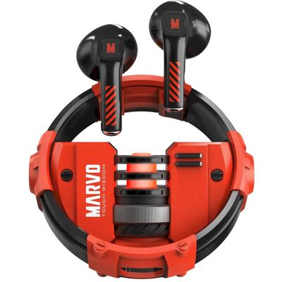 Marvo QUAZ TWS-Kopfhörer, Metallgehäuse, USB-C (Kabellos), Gaming Headset, Schwarz, Rot Marvo QUAZ TWS-Kopfhörer, Metallgehäuse, USB-C (Kabellos), Gaming Headset, Schwarz, Rot