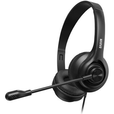 Marvo HP1001 3,5 mm Klinke Leichtes Büro-Headset Stereo-Kopfhörer mit Mikrofon für PC Laptop (Kabelgebunden), Office Headset, Schwarz Marvo HP1001 3,5 mm Klinke Leichtes Büro-Headset Stereo-Kopfhörer mit Mikrofon für PC Laptop (Kabelgebunden), Office Headset, Schwarz