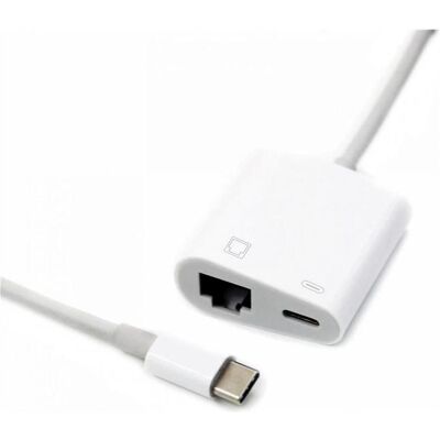 PowerGuard - Charge-In USB-C zu Ethernet - Farbe Weiß - RJ45 10/100 Mbps - PD-Passthrough - Adapter PowerGuard - Charge-In USB-C zu Ethernet - Farbe Weiß - RJ45 10/100 Mbps - PD-Passthrough - Adapter