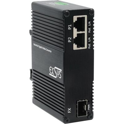 EXSYS Industrial 2-Port PoE++ Media Konverter 90W, Data Converter EXSYS Industrial 2-Port PoE++ Media Konverter 90W, Data Converter