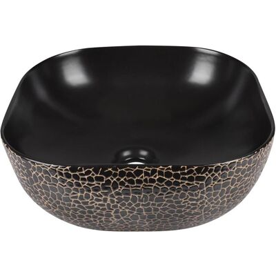 Differnz, Babybadewanne, Differnez Safari Wash Bowl 41.5x41.5x14cm Keramik Schlange Schwarz/Gold Differnz, Babybadewanne, Differnez Safari Wash Bowl 41.5x41.5x14cm Keramik Schlange Schwarz/Gold