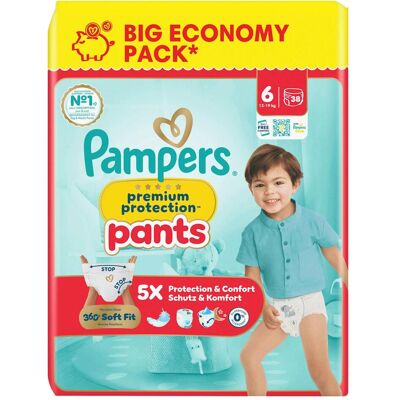 Pampers Premium Protection Pants Gr.6 Extra Large 13-19kg Big Windeln Eco Pack 38 Stück (Gr. 6, 38 Stk.) Pampers Premium Protection Pants Gr.6 Extra Large 13-19kg Big Windeln Eco Pack 38 Stück (Gr. 6, 38 Stk.)