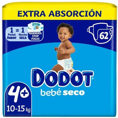 Dodot Baby Dry Größe 4+ (10-15kg) Packung mit 62 Windeln - Schutz & Komfort Dodot Baby Dry Größe 4+ (10-15kg) Packung mit 62 Windeln - Schutz & Komfort