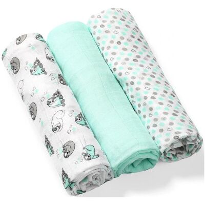 Babyono, Pucktuch + Nuscheli, Windeln aus natürlichen Bio-Bambusfasern, mintfarben (70 cm, 70 cm) Babyono, Pucktuch + Nuscheli, Windeln aus natürlichen Bio-Bambusfasern, mintfarben (70 cm, 70 cm)