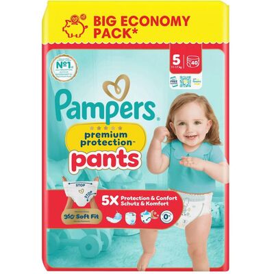Pampers Premium Protection Pants Gr.5 Junior 11-17kg Big Windeln Eco Pack 40 Stück (Gr. 5, 40 Stk.) Pampers Premium Protection Pants Gr.5 Junior 11-17kg Big Windeln Eco Pack 40 Stück (Gr. 5, 40 Stk.)