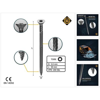 Forte tools, Schrauben, CHIPBOARD SCR T15 3.5X30 WHITE ZN(200) Forte tools, Schrauben, CHIPBOARD SCR T15 3.5X30 WHITE ZN(200)