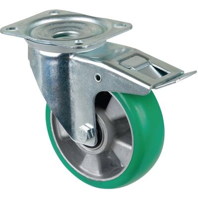BS Rollen, Möbelrollen, Lenkrolle D.160mm Trgf.300kg m.Festst.PU 138x109mm grün BS Rollen, Möbelrollen, Lenkrolle D.160mm Trgf.300kg m.Festst.PU 138x109mm grün