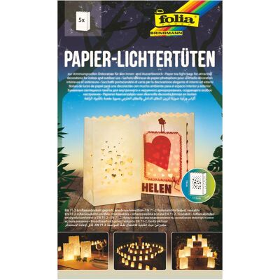 Magni, Künstlerfarbe + Bastelfarbe, folia 11902 - Lichtertüten aus schwer entflammbarem Papier, Herzen, 5 Stück je ca. 19 x 11,5 x 7 cm Magni, Künstlerfarbe + Bastelfarbe, folia 11902 - Lichtertüten aus schwer entflammbarem Papier, Herzen, 5 Stück je ca. 19 x 11,5 x 7 cm