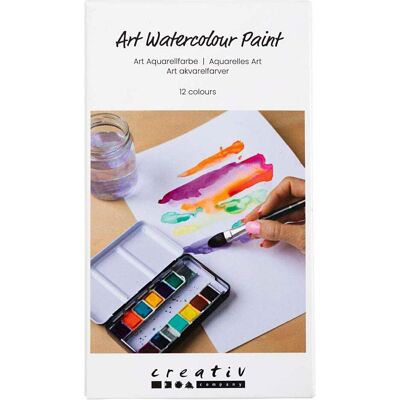 Creative Künstlerfarbe + Bastelfarbe, - Art watercolour, ½-pan, Flowers and landscapes, size 10x15x20 mm, assorted colours, 12col Creative Künstlerfarbe + Bastelfarbe, - Art watercolour, ½-pan, Flowers and landscapes, size 10x15x20 mm, assorted colours, 12col