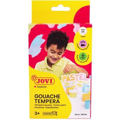 Jovi, Künstlerfarbe + Bastelfarbe, Temperafarben Set Pastell, 6 Dosen in Kartonverpackung (210 ml) Jovi, Künstlerfarbe + Bastelfarbe, Temperafarben Set Pastell, 6 Dosen in Kartonverpackung (210 ml)