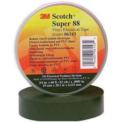 Klebeband, Scotch Super 88 vinyl tape sort 38mmx13mx0,22mm. Anvendes til at isolere ledninger mod alle vejrfor (38 mm) Klebeband, Scotch Super 88 vinyl tape sort 38mmx13mx0,22mm. Anvendes til at isolere ledninger mod alle vejrfor (38 mm)