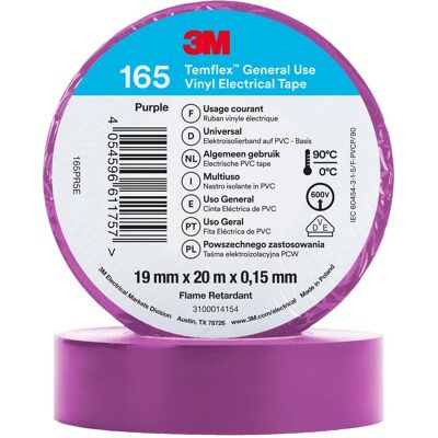 3M Klebeband, Temflex Vinyl-Isolierband 165, 19 mm x 20 m (19 mm) 3M Klebeband, Temflex Vinyl-Isolierband 165, 19 mm x 20 m (19 mm)