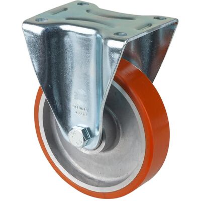 BS Rollen, Möbelrollen, Bockrolle 125 mm 200 kg Guss-Polyurethanbandage 115 x 85 mm Aluminium BS Rollen, Möbelrollen, Bockrolle 125 mm 200 kg Guss-Polyurethanbandage 115 x 85 mm Aluminium