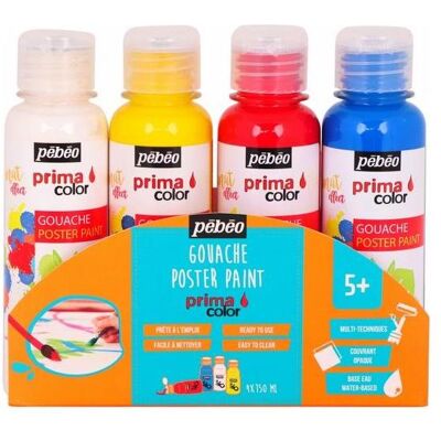 Pebeo, Künstlerfarbe + Bastelfarbe, Primacolor Packung mit 4 Flaschen Basic (150 ml) Pebeo, Künstlerfarbe + Bastelfarbe, Primacolor Packung mit 4 Flaschen Basic (150 ml)