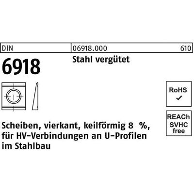 Peiner, Zubehör Befestigungstechnik, Unterlegscheibe DIN 6918 ÜH vierkant keilförmig 31 Stahl C45 Peiner, Zubehör Befestigungstechnik, Unterlegscheibe DIN 6918 ÜH vierkant keilförmig 31 Stahl C45