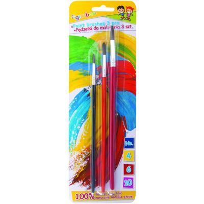 Gimboo, Pinsel, Pinsel, nr. 4-6-10, 3 stück, blister, verschiedene farben (8 mm) Gimboo, Pinsel, Pinsel, nr. 4-6-10, 3 stück, blister, verschiedene farben (8 mm)