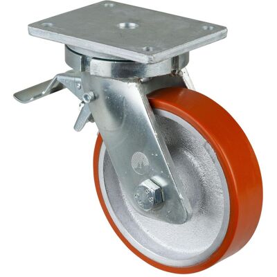 BS Rollen, Möbelrollen, Lenkr.,RR120.C10,m.Festst.,m.Platte,Ø200,B 50mm,1.000kg,Guss-PU,Pl.gr.175x140mm BS Rollen, Möbelrollen, Lenkr.,RR120.C10,m.Festst.,m.Platte,Ø200,B 50mm,1.000kg,Guss-PU,Pl.gr.175x140mm