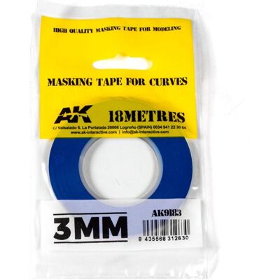 AK Interactive, Klebeband, Blue masking Tape for curves 3 mm AK Interactive, Klebeband, Blue masking Tape for curves 3 mm