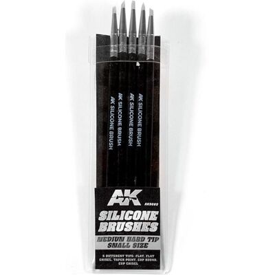 AK Interactive, Pinsel, Set 5 Pinceles De Silicona Dureza Media. Tamaño Pequeño / Set Of 5 Silicone Brushes Medium Hard Tip AK Interactive, Pinsel, Set 5 Pinceles De Silicona Dureza Media. Tamaño Pequeño / Set Of 5 Silicone Brushes Medium Hard Tip