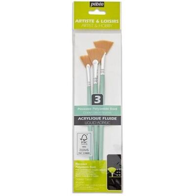 Pebeo, Pinsel, 3 goldene Poly-Fächer-MC-Bürsten Pebeo, Pinsel, 3 goldene Poly-Fächer-MC-Bürsten