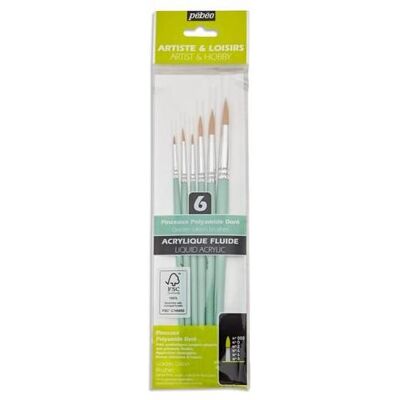 Pebeo, Pinsel, 6 runde MC-Pinsel aus goldenem Poly Pebeo, Pinsel, 6 runde MC-Pinsel aus goldenem Poly