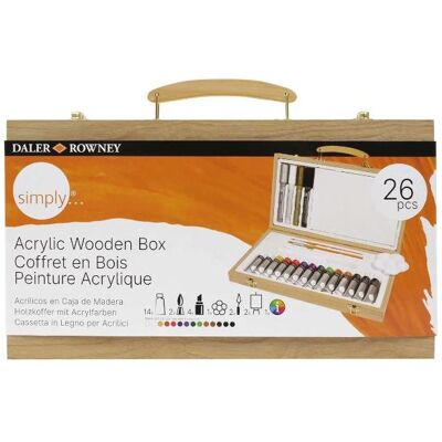Daler-Rowney, Künstlerfarbe + Bastelfarbe, Acrylfarbe Simply Set Wooden Box Daler-Rowney, Künstlerfarbe + Bastelfarbe, Acrylfarbe Simply Set Wooden Box