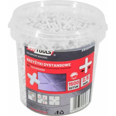 Awtools, Zubehör Verlegematerial, Distanz kreuzt 2,5 mm / 1500 Stcs. EIMER Awtools, Zubehör Verlegematerial, Distanz kreuzt 2,5 mm / 1500 Stcs. EIMER