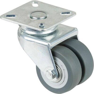 BS Rollen, Möbelrollen, Doppel-Lenkrolle 50 mm 60 kg ohne Feststeller Gummi grau 60 x 60 mm BS Rollen, Möbelrollen, Doppel-Lenkrolle 50 mm 60 kg ohne Feststeller Gummi grau 60 x 60 mm