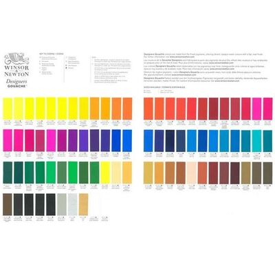Winsor & Newton, Künstlerfarbe + Bastelfarbe, Designers Gouache colour chart, hand painted Winsor & Newton, Künstlerfarbe + Bastelfarbe, Designers Gouache colour chart, hand painted