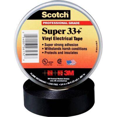 Scotch, Klebeband, Super 33+ Vinyl Elektro-Isolierband, 25 mm x 33 m, 0.18 mm (25 mm) Scotch, Klebeband, Super 33+ Vinyl Elektro-Isolierband, 25 mm x 33 m, 0.18 mm (25 mm)