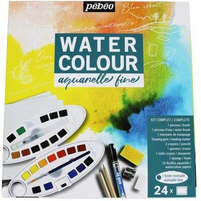 Pebeo Künstler-Aquarellset - Fein 24 Halbnäpfe + Zubehör Pebeo Künstler-Aquarellset - Fein 24 Halbnäpfe + Zubehör