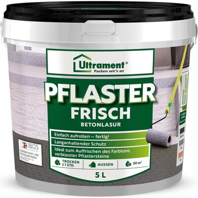 Ultrament, Künstlerfarbe + Bastelfarbe, Pflaster Frisch 5 L Grau Betonlasur aussen für Pflastersteine & Gehw (5000 ml) Ultrament, Künstlerfarbe + Bastelfarbe, Pflaster Frisch 5 L Grau Betonlasur aussen für Pflastersteine & Gehw (5000 ml)