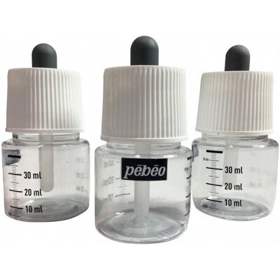 Pebeo, Künstlerfarbe + Bastelfarbe, Set von 3 Leeren Graduierten Fläschchen (45 ml) Pebeo, Künstlerfarbe + Bastelfarbe, Set von 3 Leeren Graduierten Fläschchen (45 ml)
