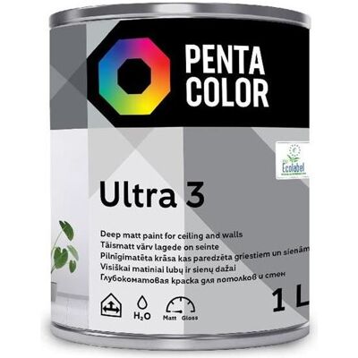 Pentacolor, Künstlerfarbe + Bastelfarbe, Emulsion Paint Ultra Mat White 1 L (1000 ml) Pentacolor, Künstlerfarbe + Bastelfarbe, Emulsion Paint Ultra Mat White 1 L (1000 ml)