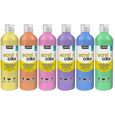 Pebeo, Künstlerfarbe + Bastelfarbe, Acrylcolor Assortiment 6 Flacons "Pastel" (500 ml) Pebeo, Künstlerfarbe + Bastelfarbe, Acrylcolor Assortiment 6 Flacons "Pastel" (500 ml)